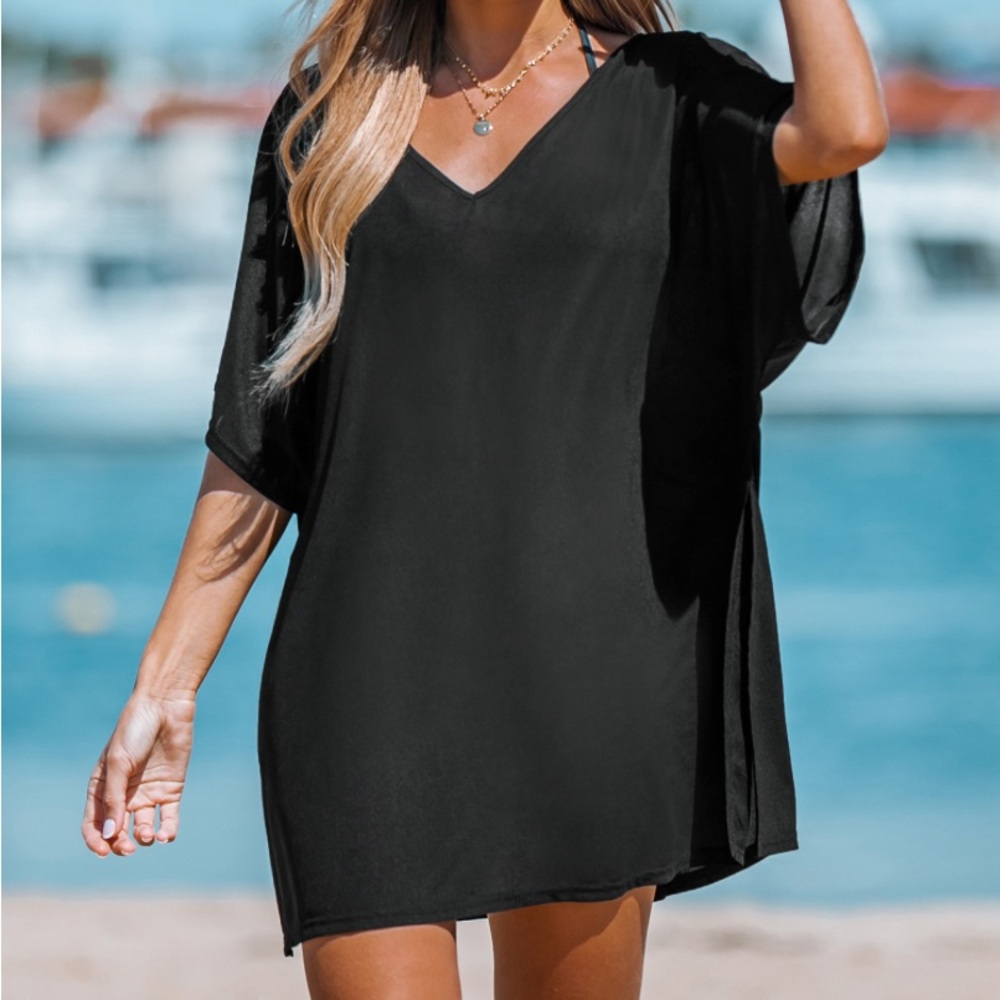 Black S sheer coverup cupshe